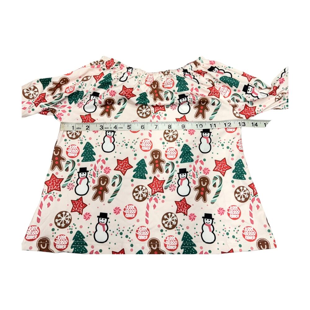 Girls Christmas Bell Sleeve & Velvet Pants Set 5Y - Picture 4 of 9